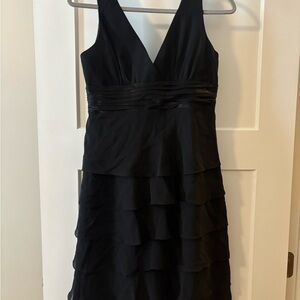 BCBG  Black V-Neck Sleeveless Ruffle Dress